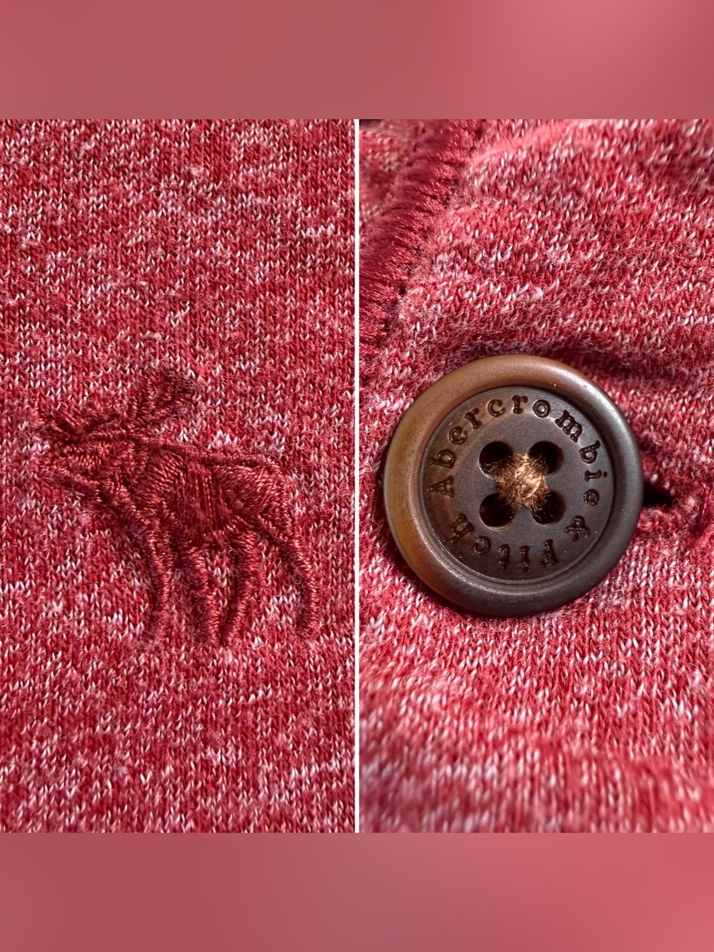 Abercrombie Classic Burgundy Henley Tee L - Picture 7 of 10